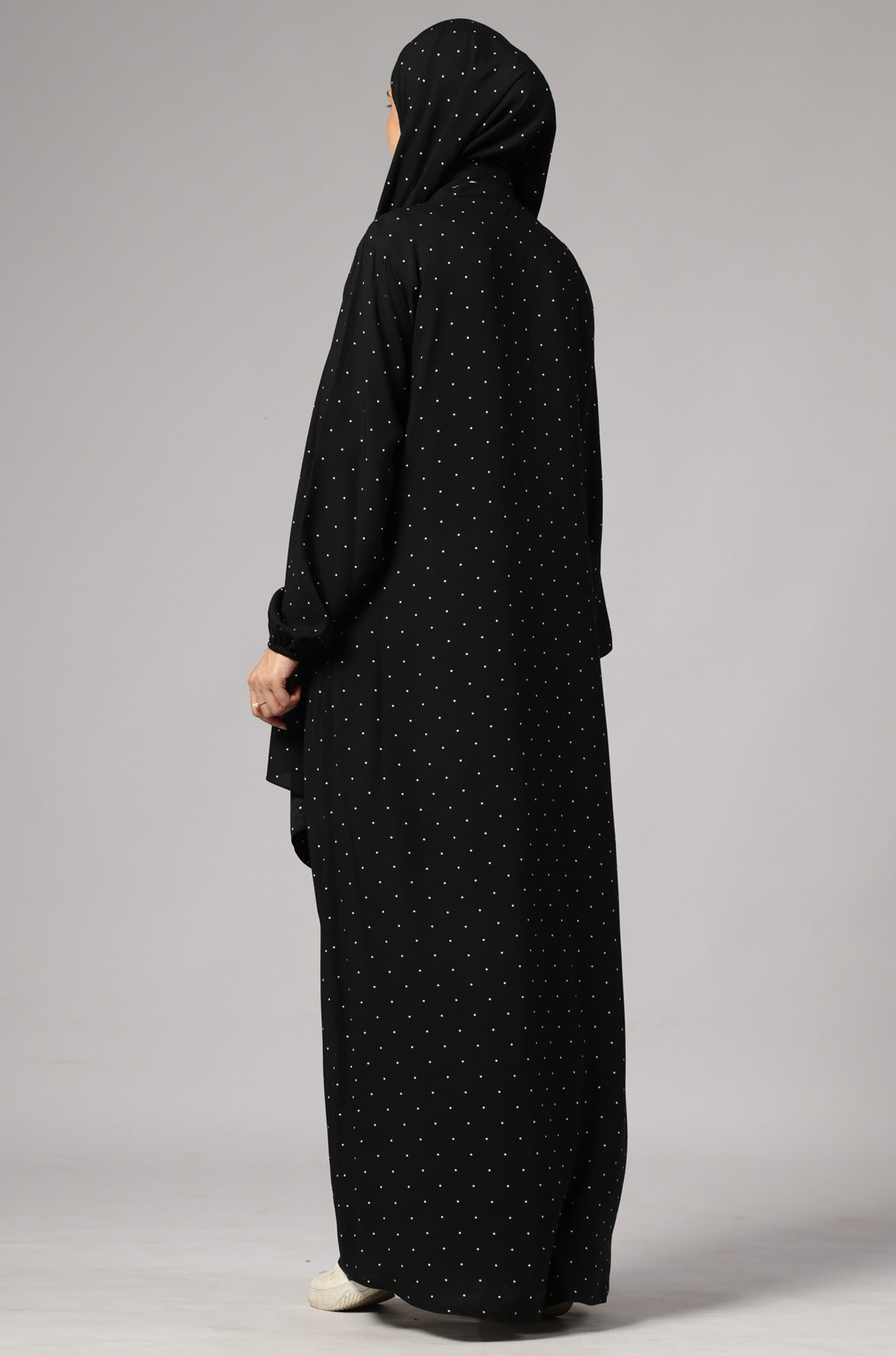 Polka Modal Abaya Dress Black