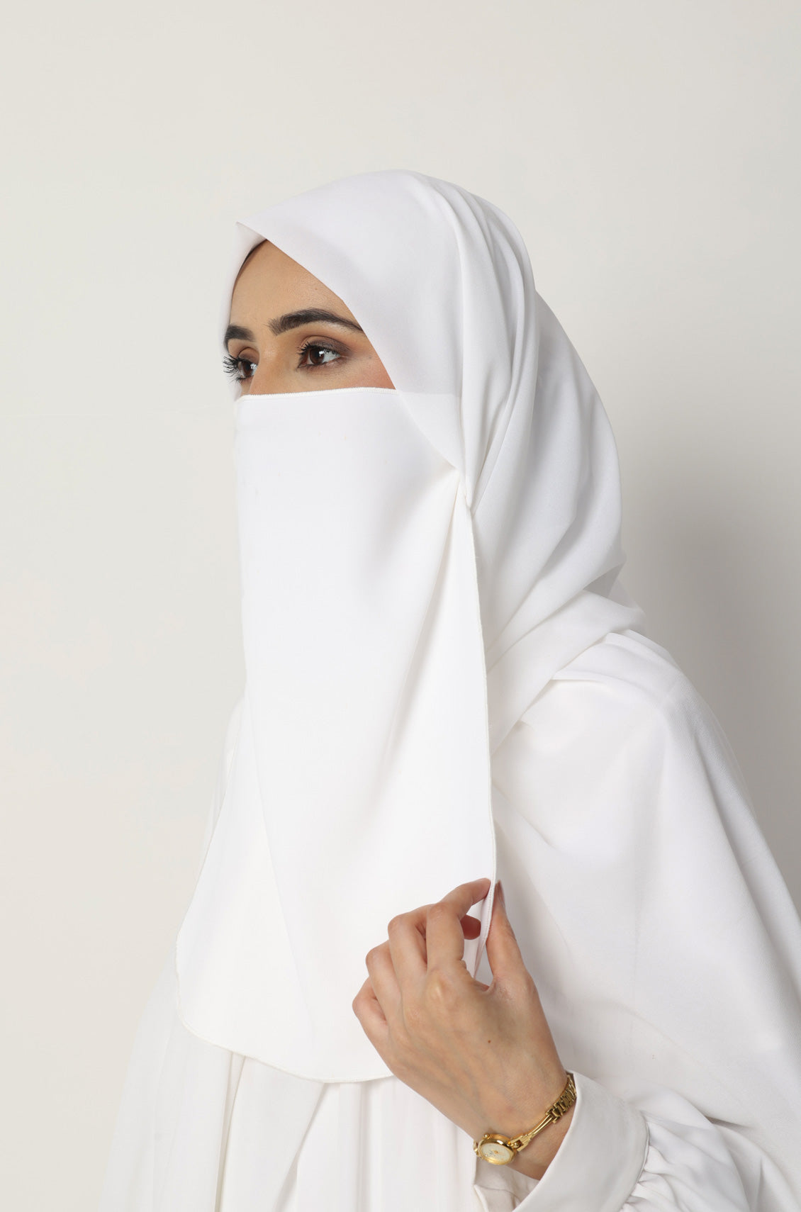 Half Niqab Pearl White