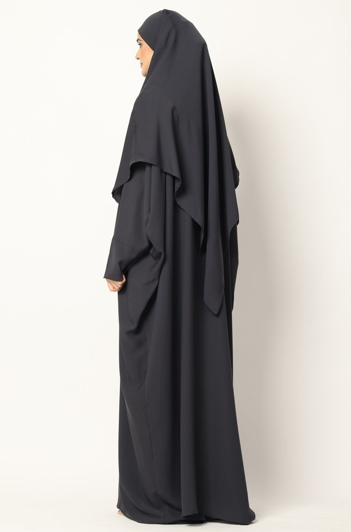 Simple Abaya Kaftan Style Dark Grey