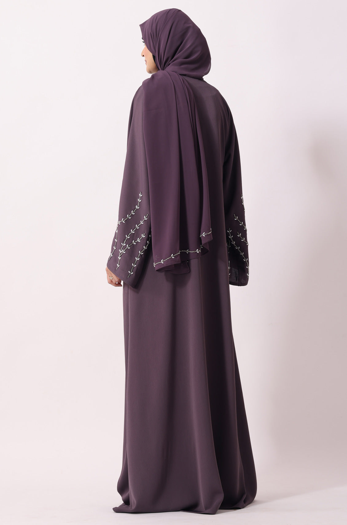 Luxury Jewel Abaya Dress Deep Lilac