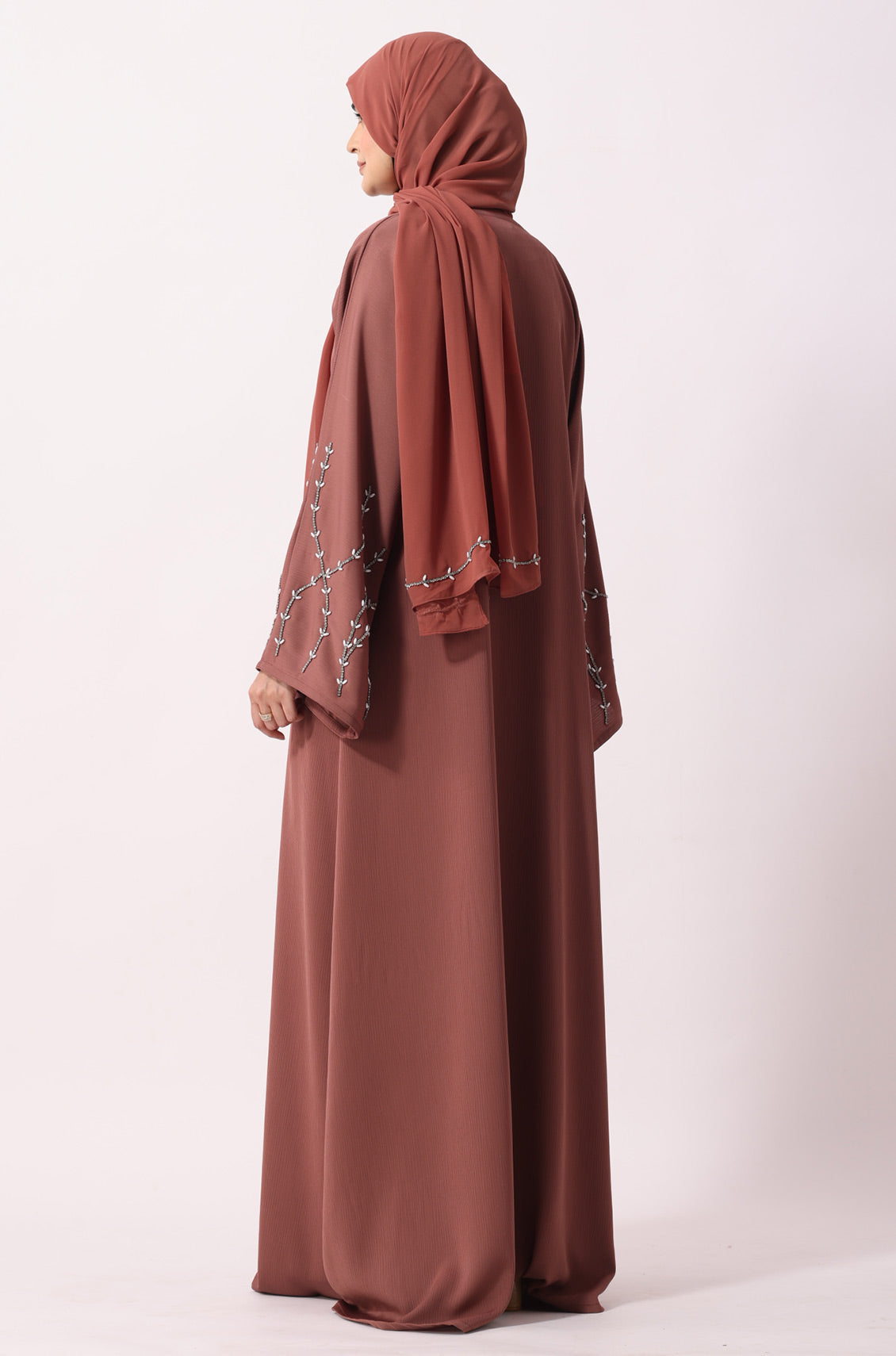 Luxury Jewel Abaya Dress Salmon