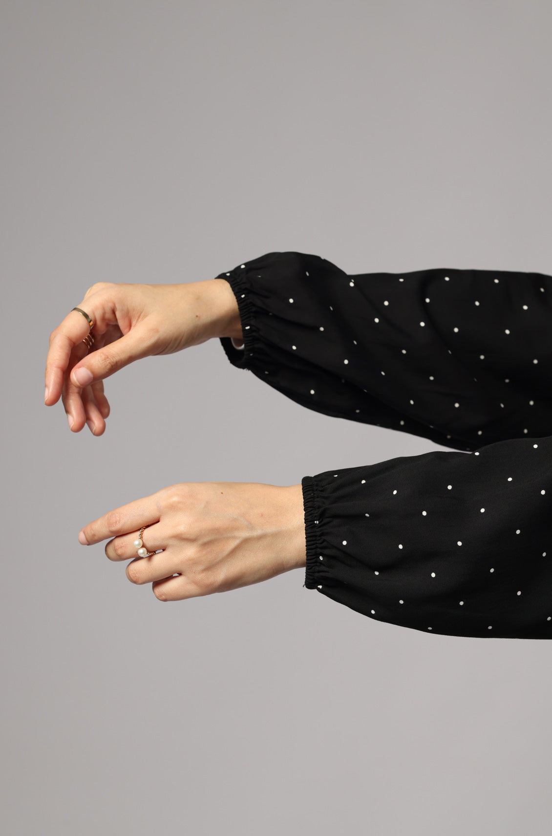 Polka Modal Abaya Dress Black