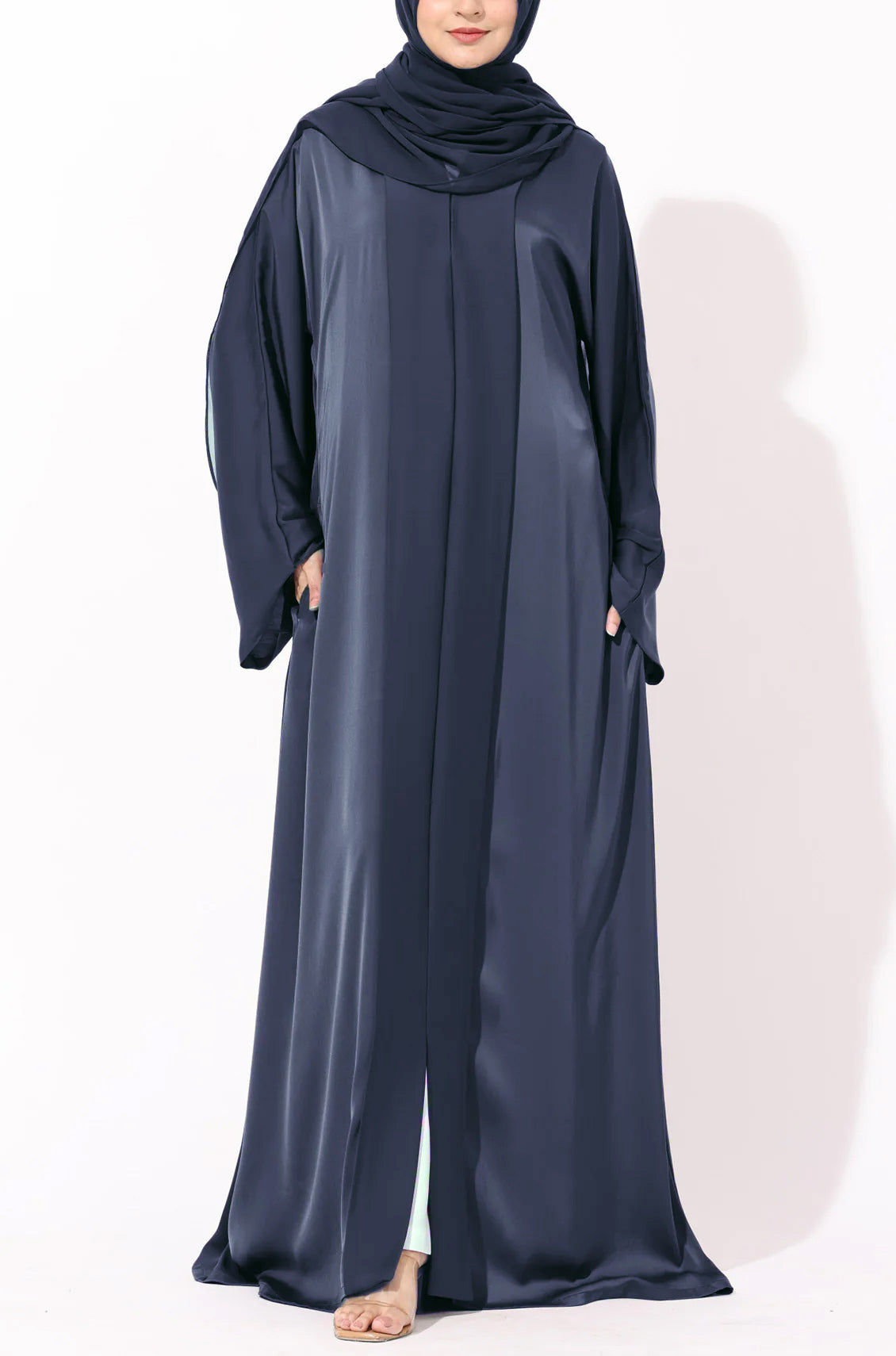Luxury Pleated Abaya Ash Blue