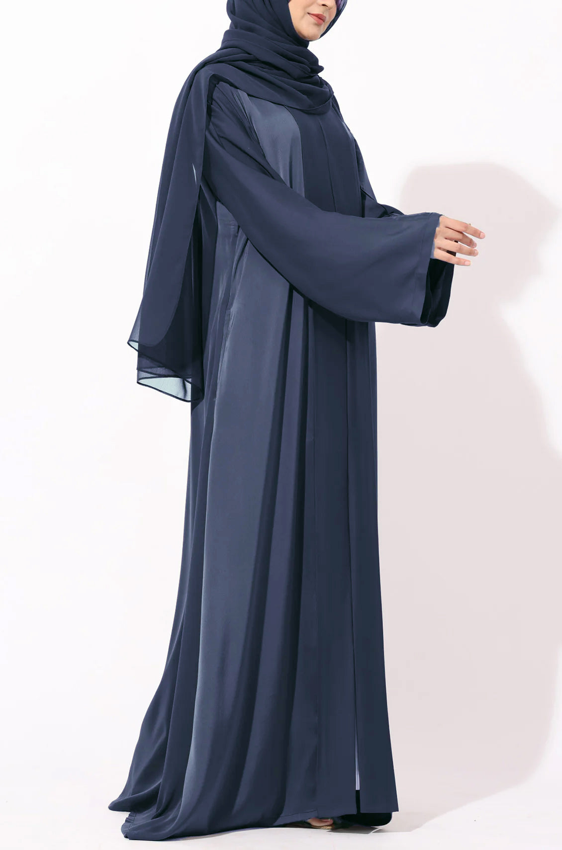 Luxury Pleated Abaya Ash Blue