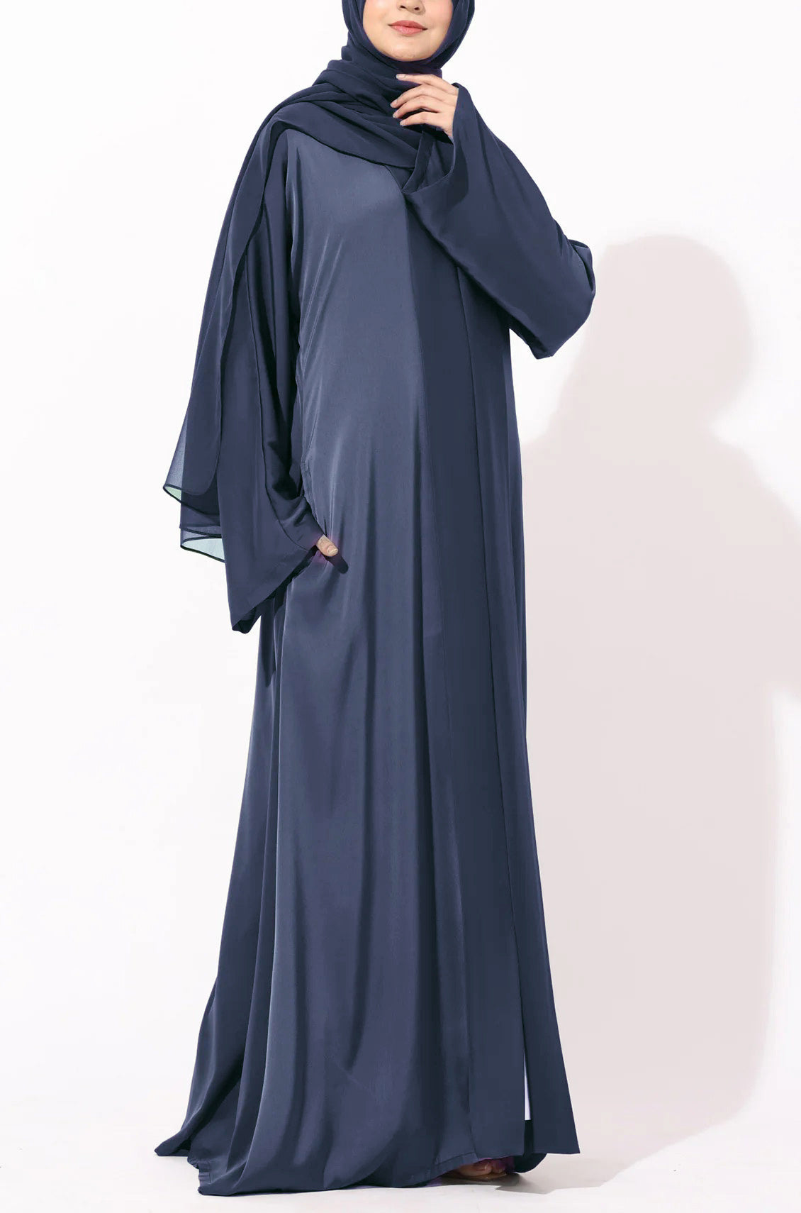 Luxury Pleated Abaya Ash Blue