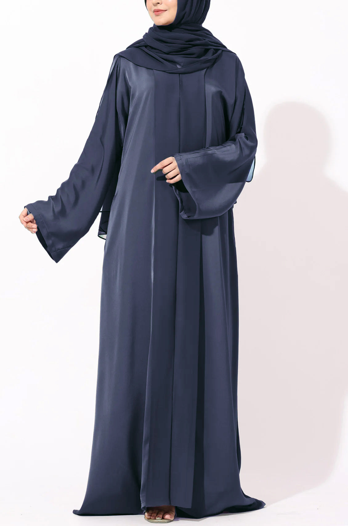 Luxury Pleated Abaya Ash Blue