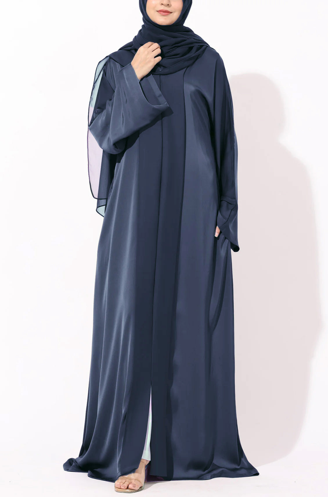 Luxury Pleated Abaya Ash Blue