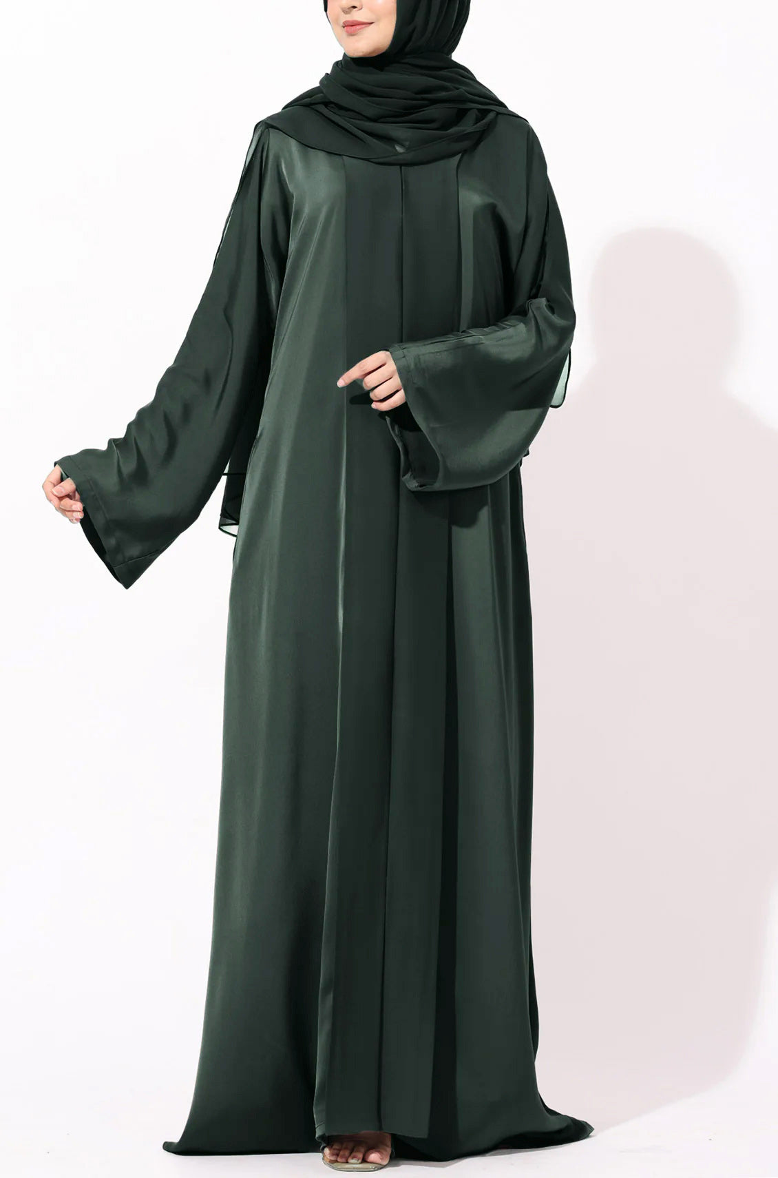 Luxury Pleated Abaya Deep Emerald Green