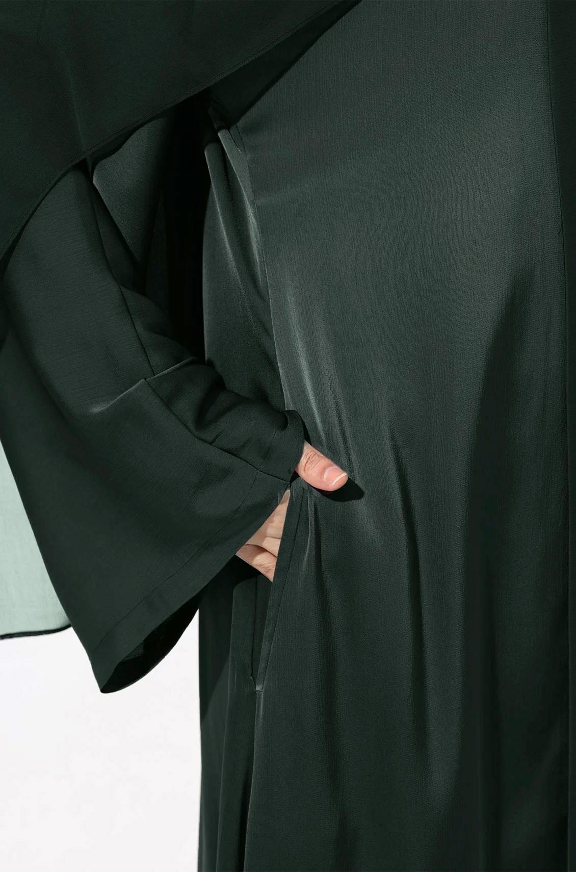 Luxury Pleated Abaya Deep Emerald Green
