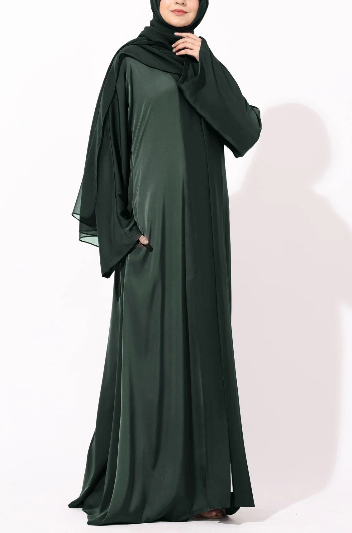 Luxury Pleated Abaya Deep Emerald Green