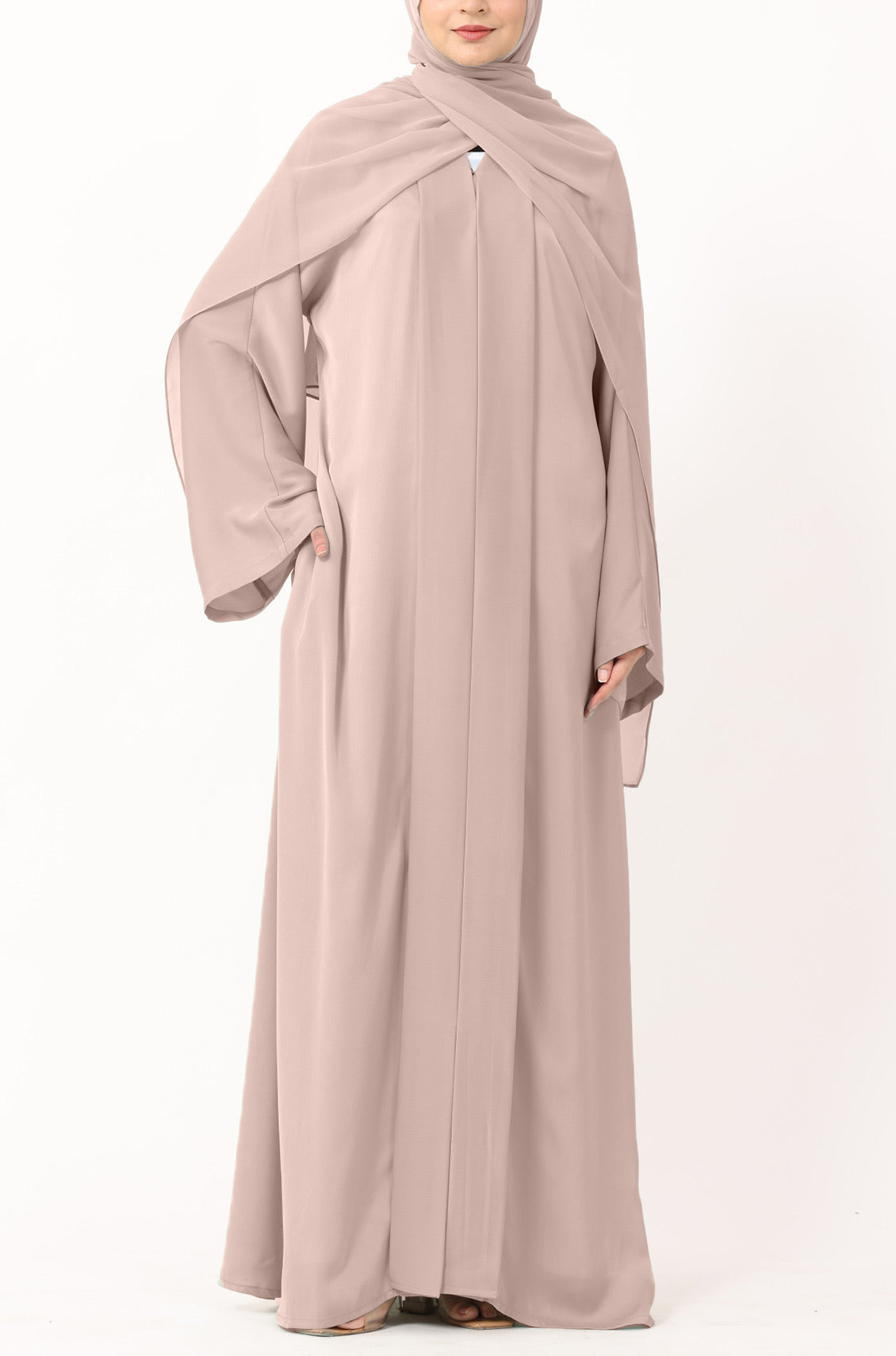 Luxury Pleated Abaya Dusty Peach