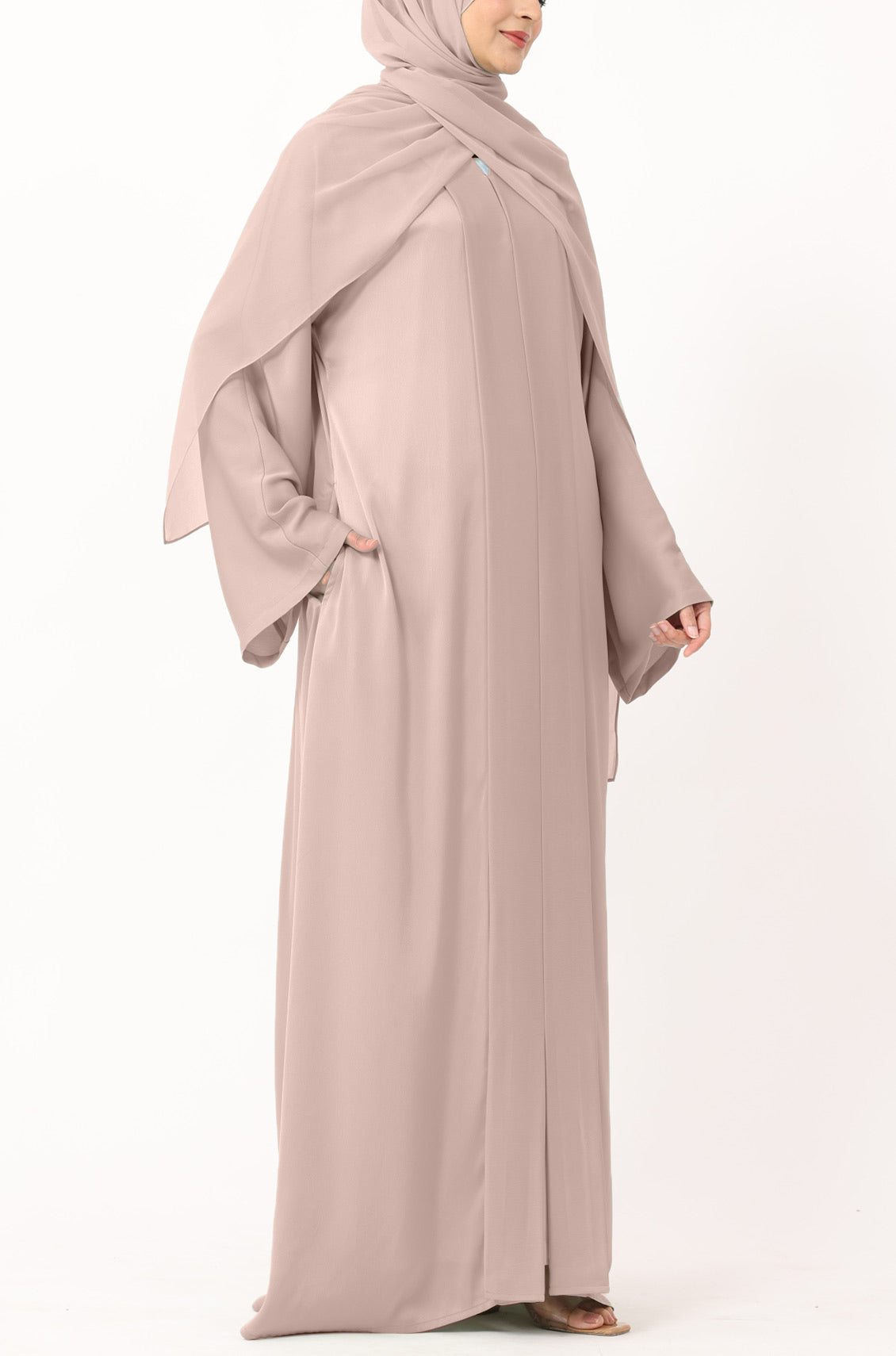 Luxury Pleated Abaya Dusty Peach