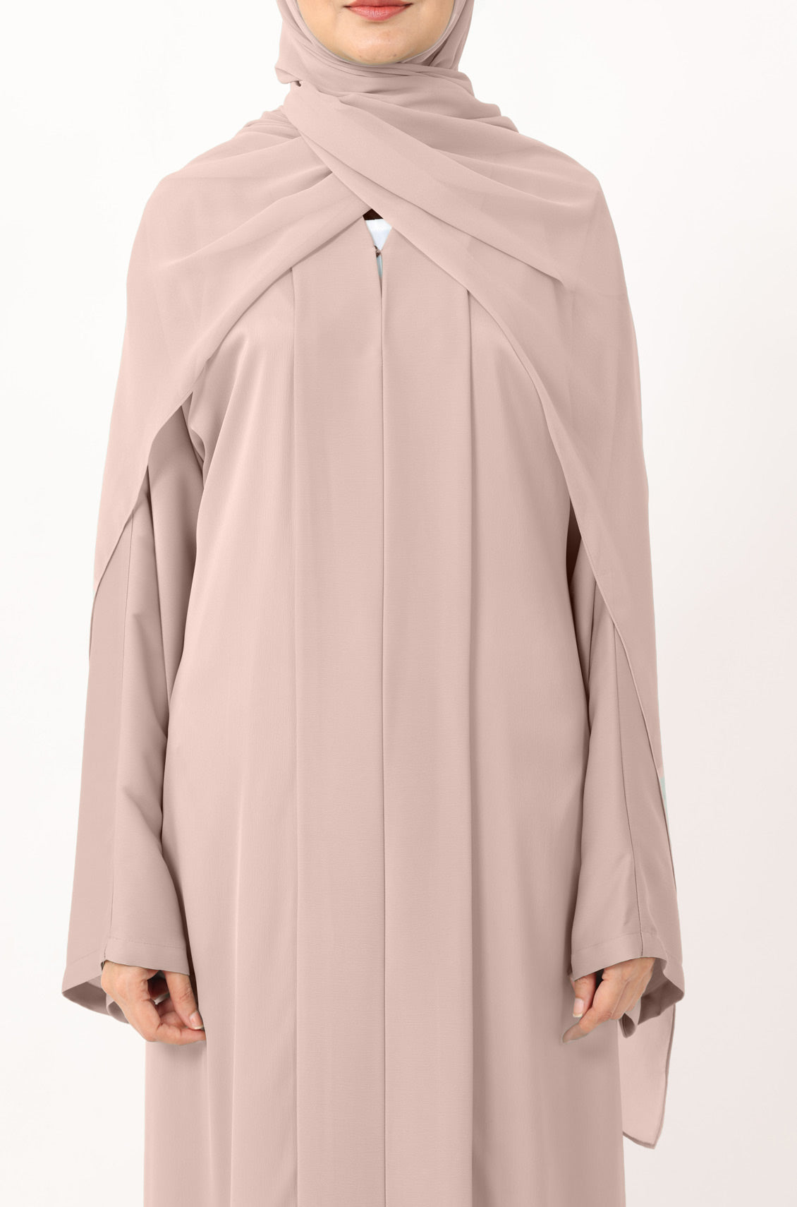 Luxury Pleated Abaya Dusty Peach