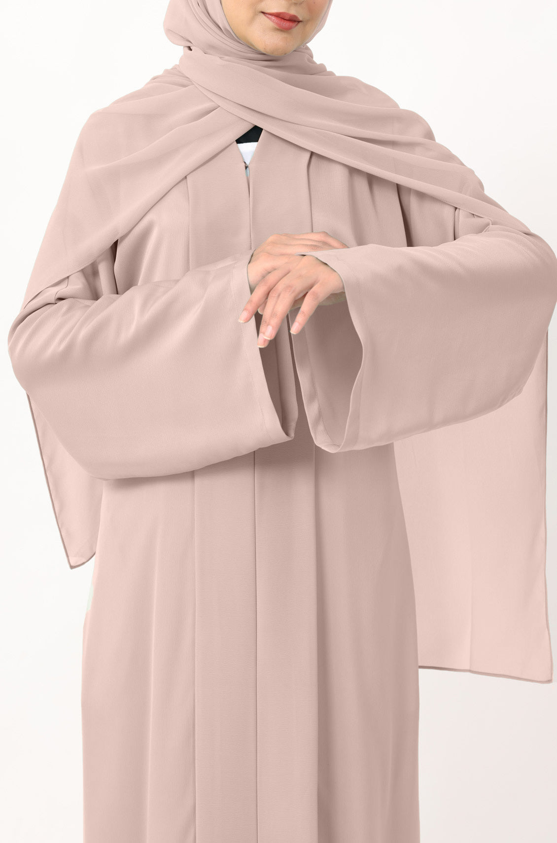 Luxury Pleated Abaya Dusty Peach