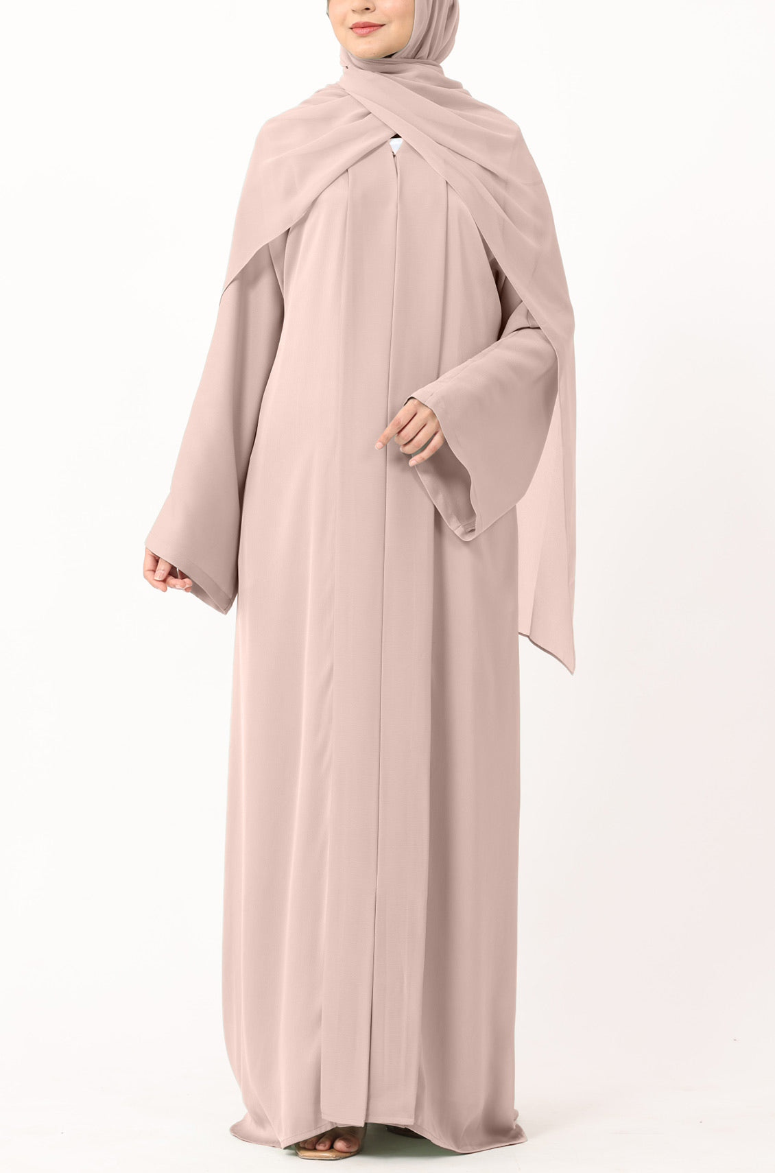 Luxury Pleated Abaya Dusty Peach