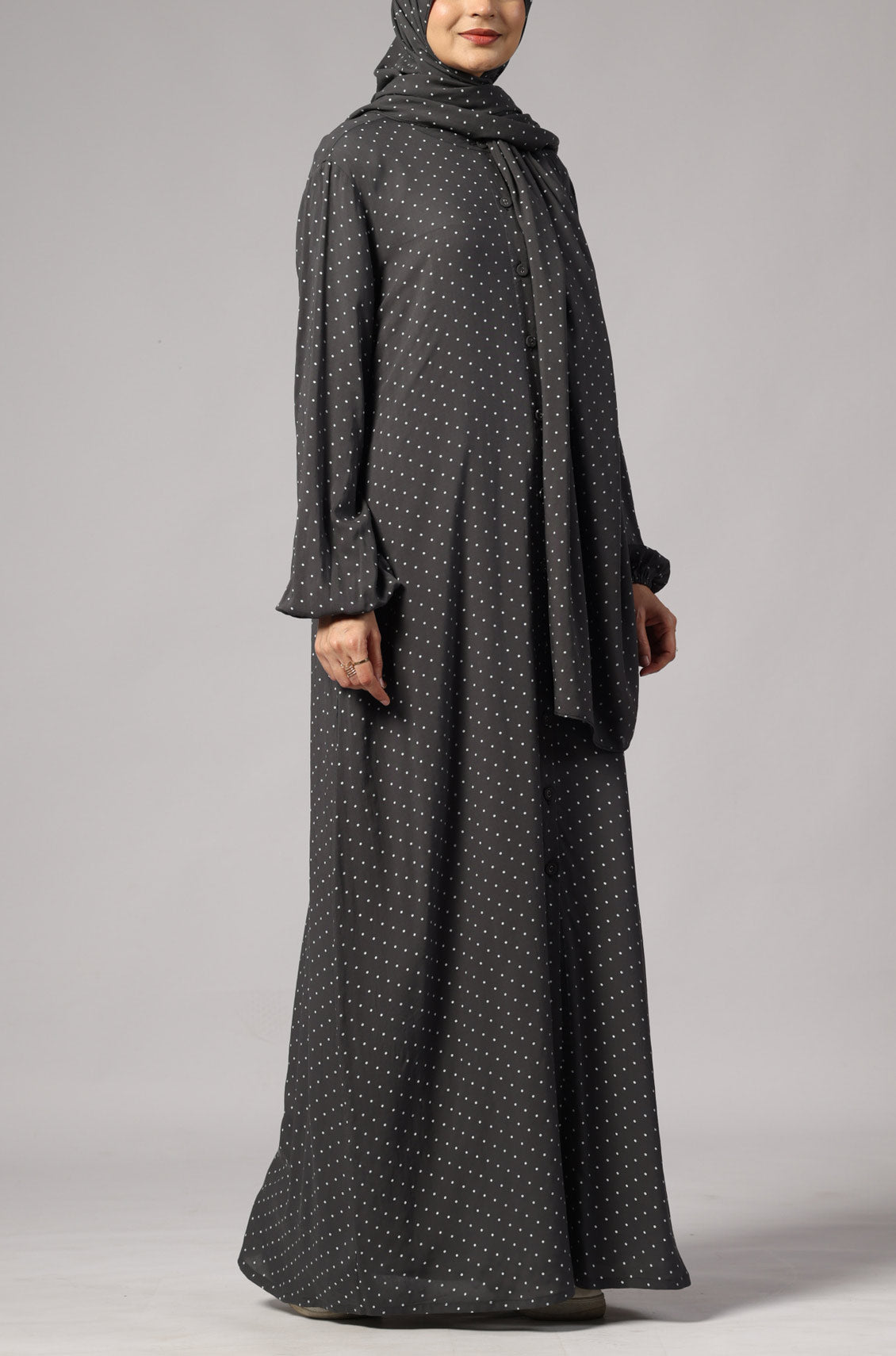 Polka Modal Abaya Dress Grey