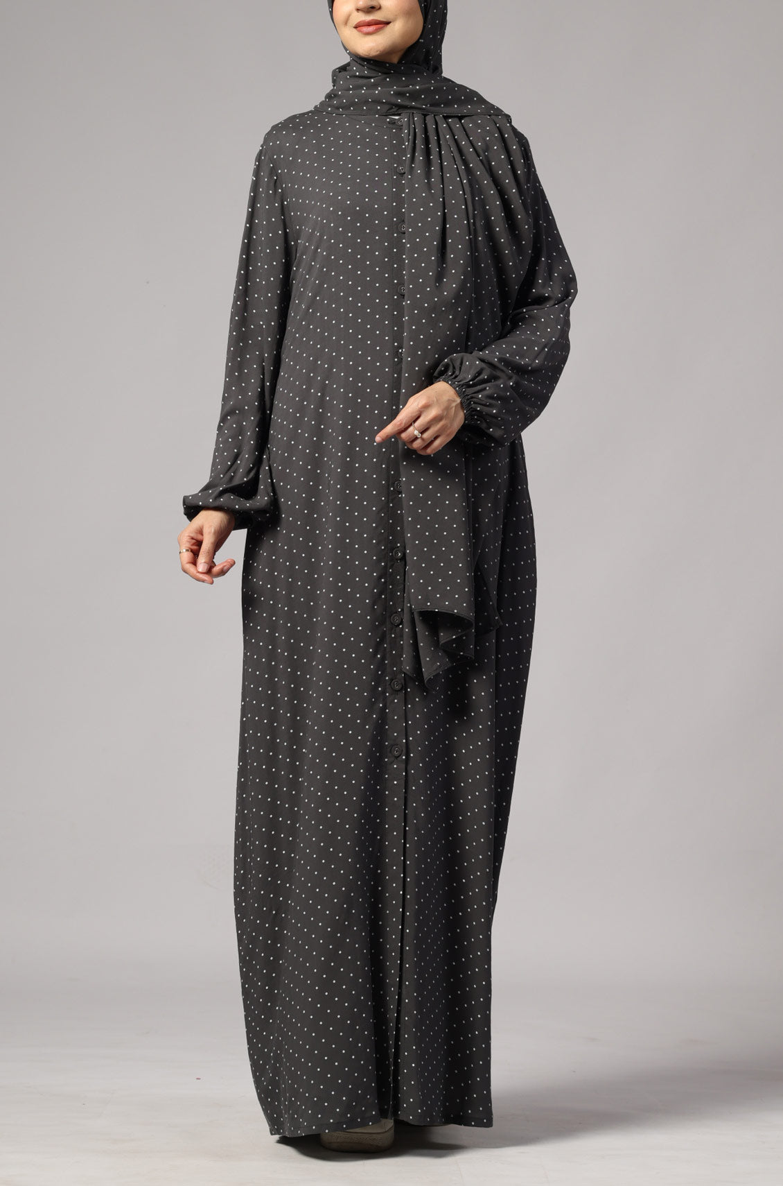Polka Modal Abaya Dress Grey