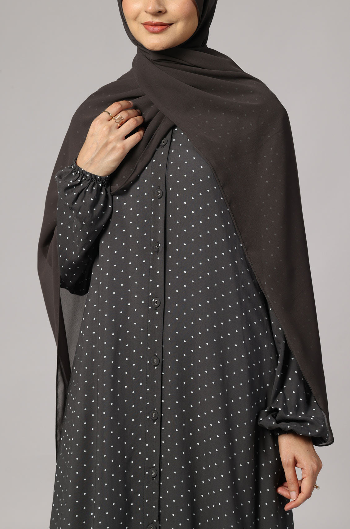 Polka Modal Abaya Dress Grey