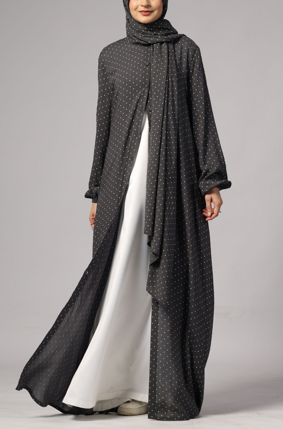 Polka Modal Abaya Dress Grey