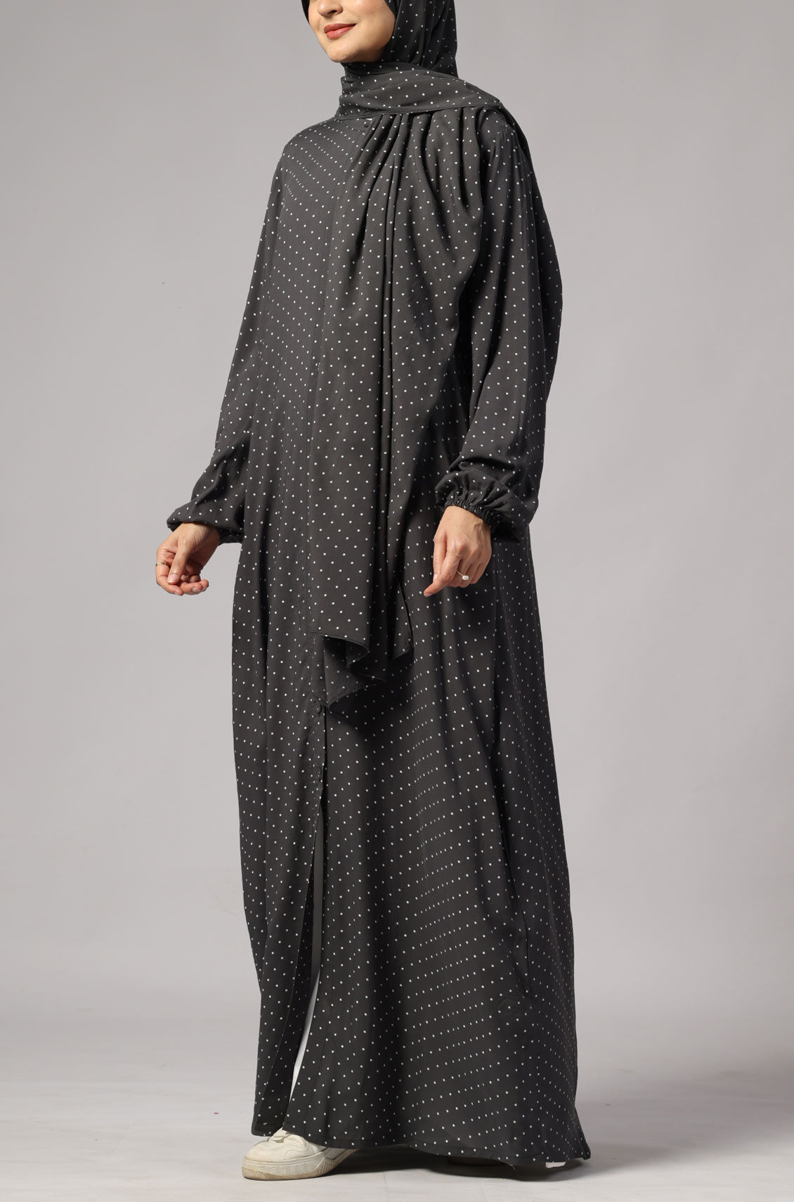 Polka Modal Abaya Dress Grey
