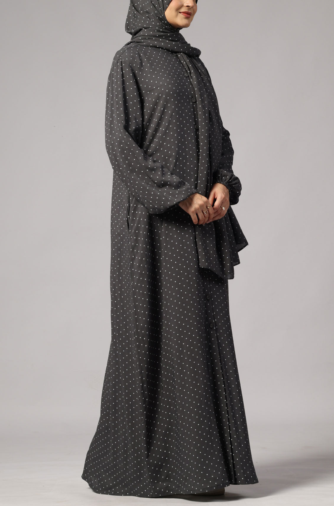 Polka Modal Abaya Dress Grey