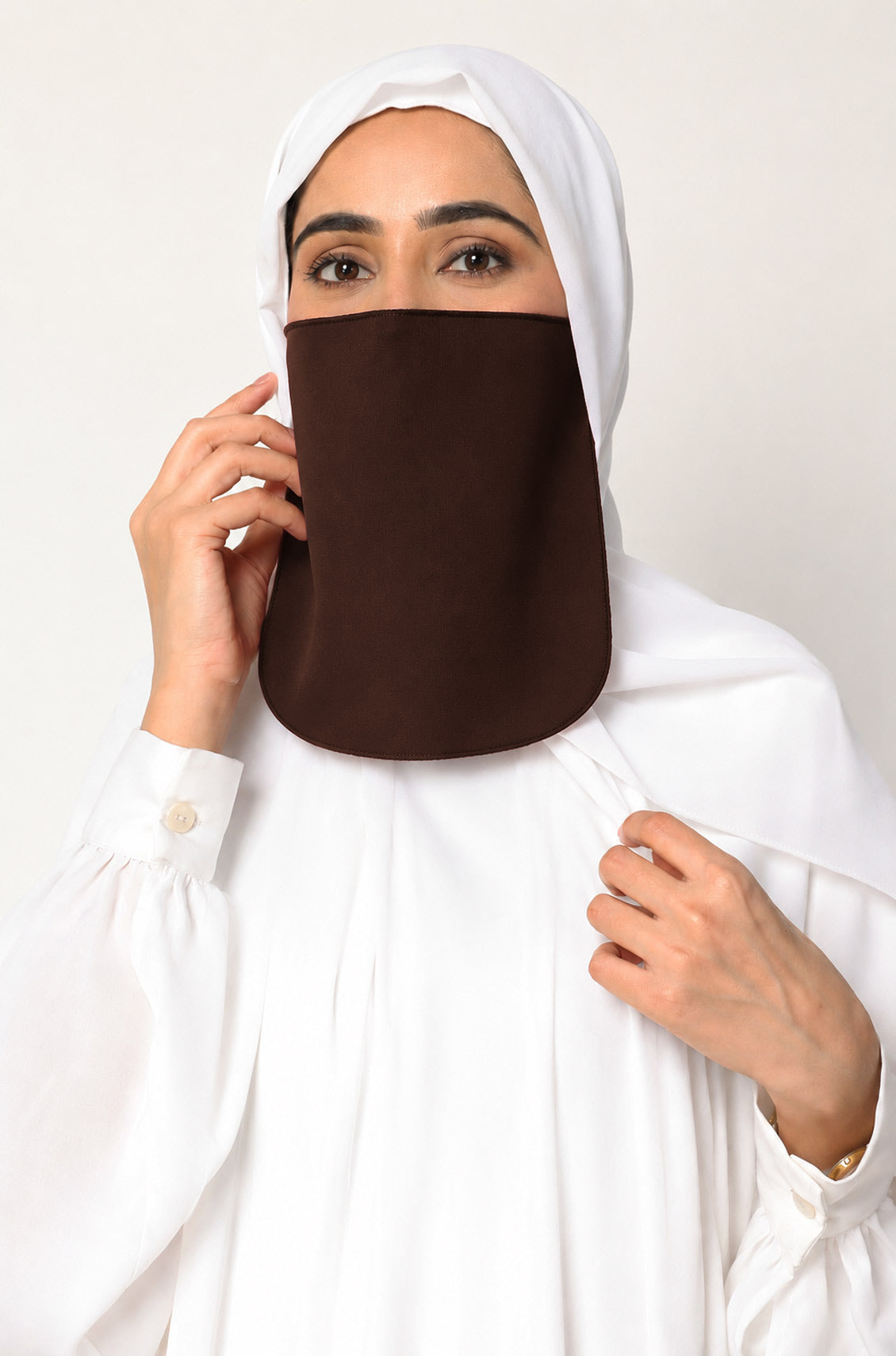 Half Niqab Short Dark Brown