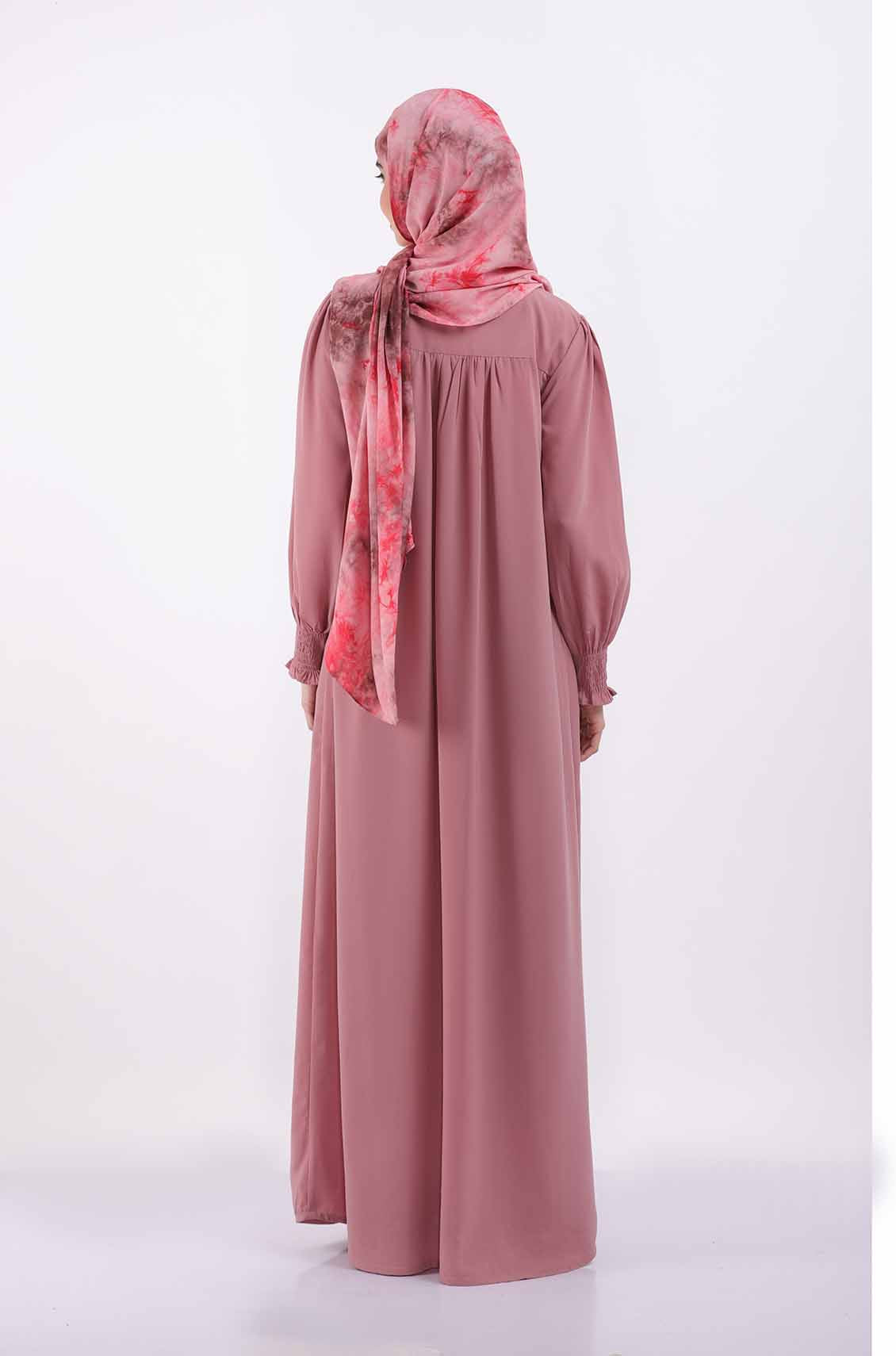 Blush Pink Elastic Cuff Simple Abaya
