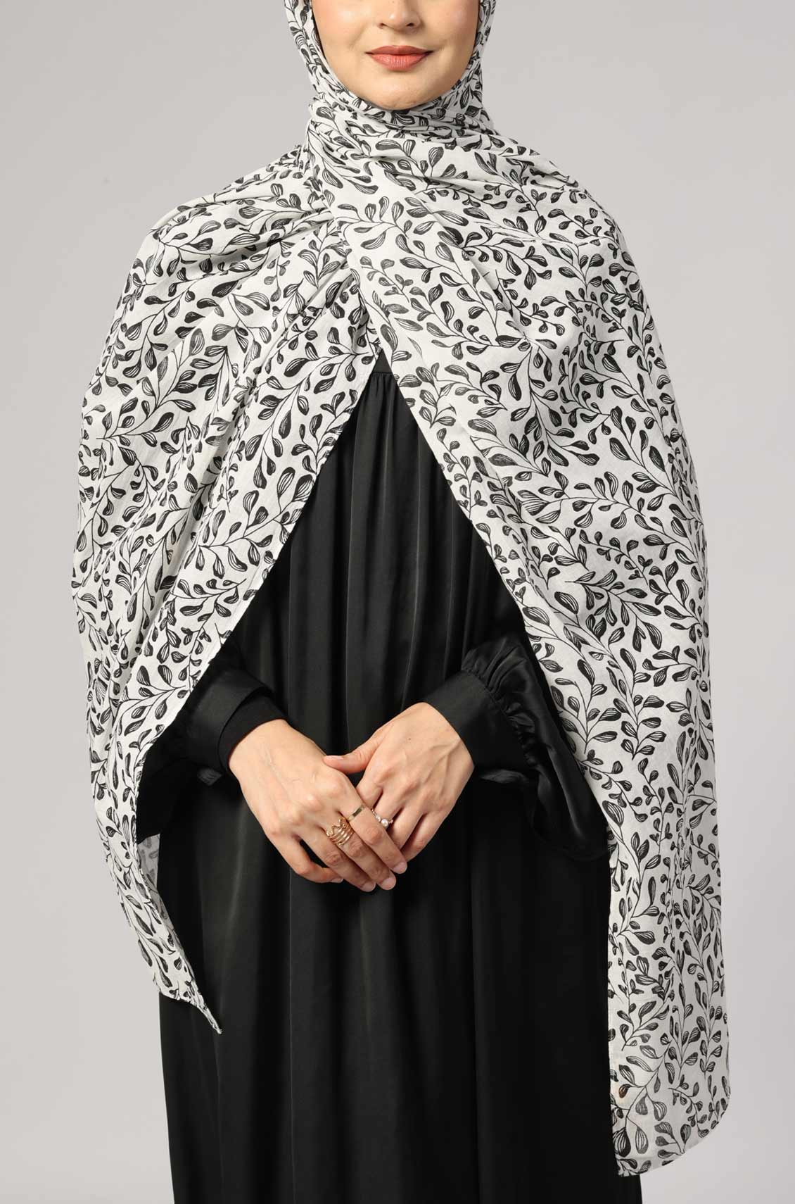 Ivory Floral Cotton Print Hijab