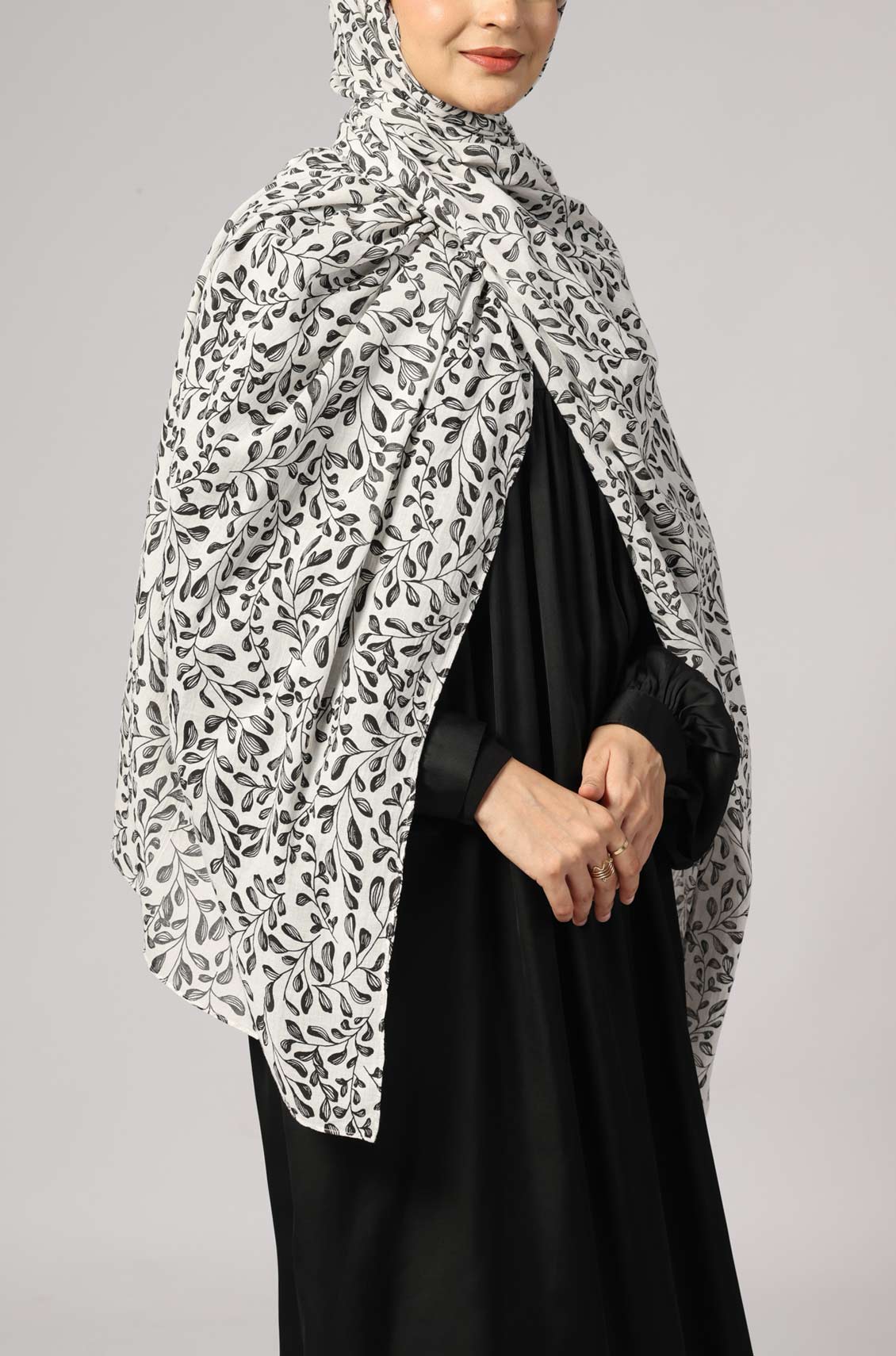 Ivory Floral Cotton Print Hijab