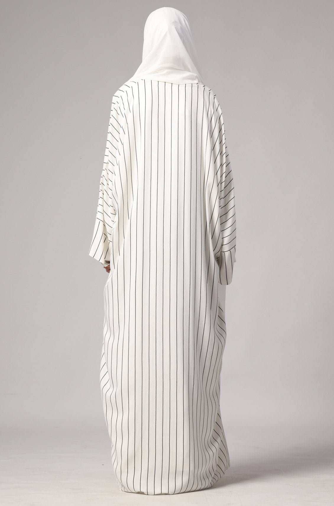 Zoya Striped Abaya- White