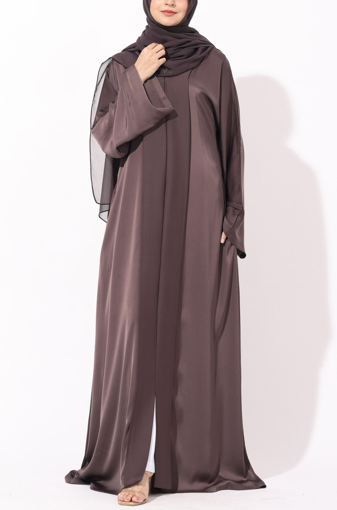 Luxury Pleated Abaya Espresso Brown