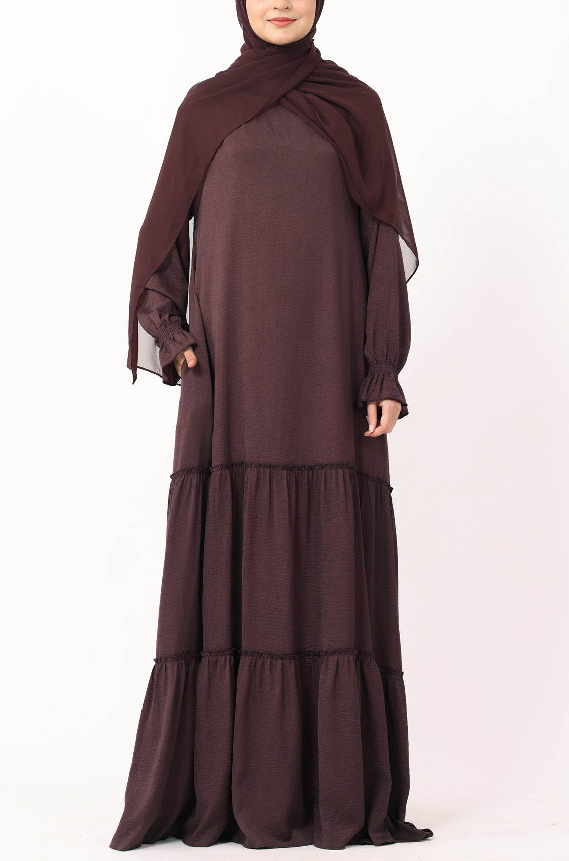 Frill Abaya Dress Mocha Brown
