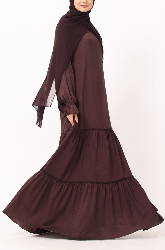 Frill Abaya Dress Mocha Brown