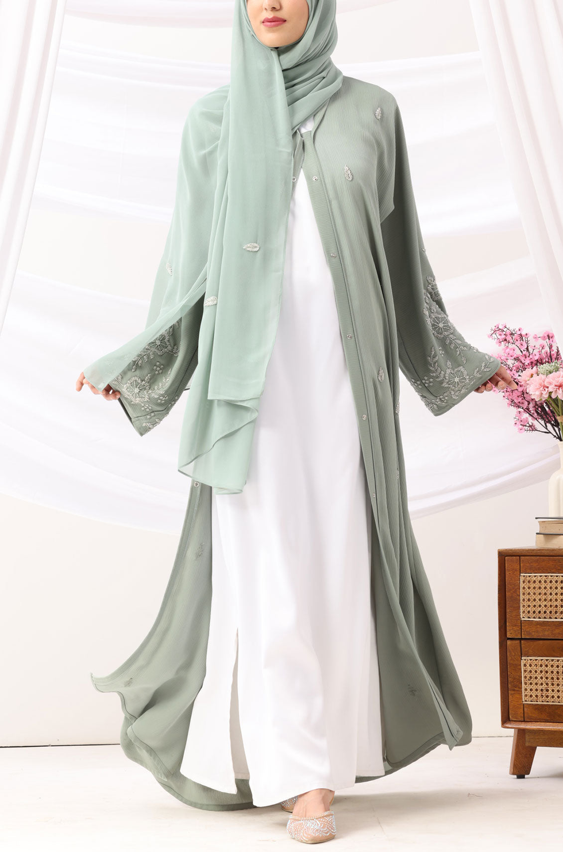 Rania Abaya Dress Soft Mint