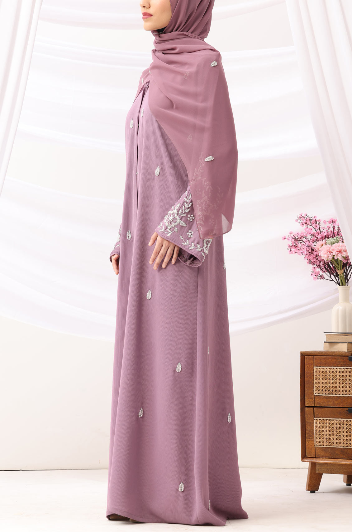 Rania Abaya Dress Rose Mauve