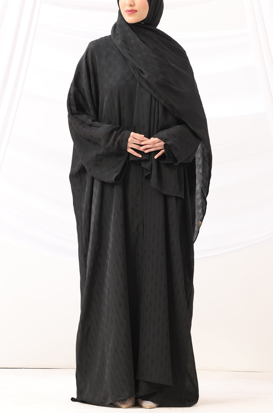 Luxe Dune Kaftan Abaya Black