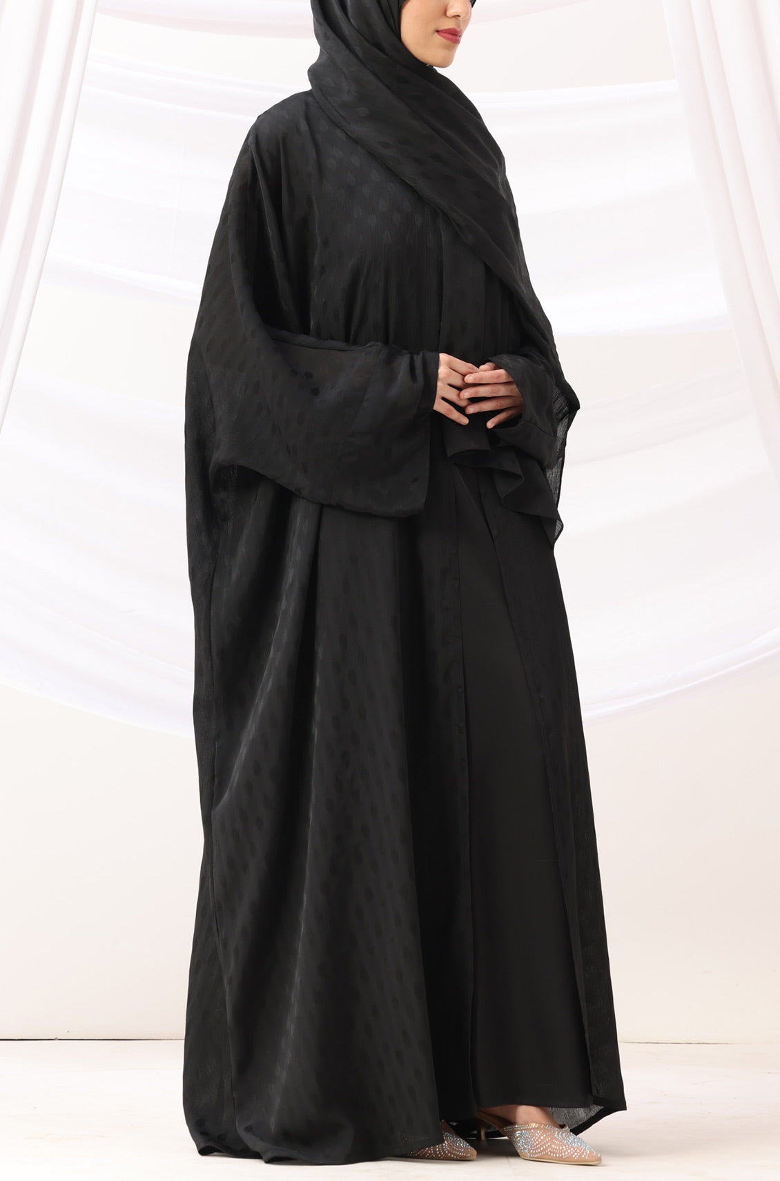 Luxe Dune Kaftan Abaya Black