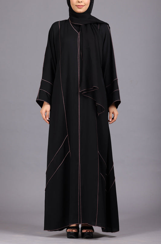 Black Princess Trim Abaya