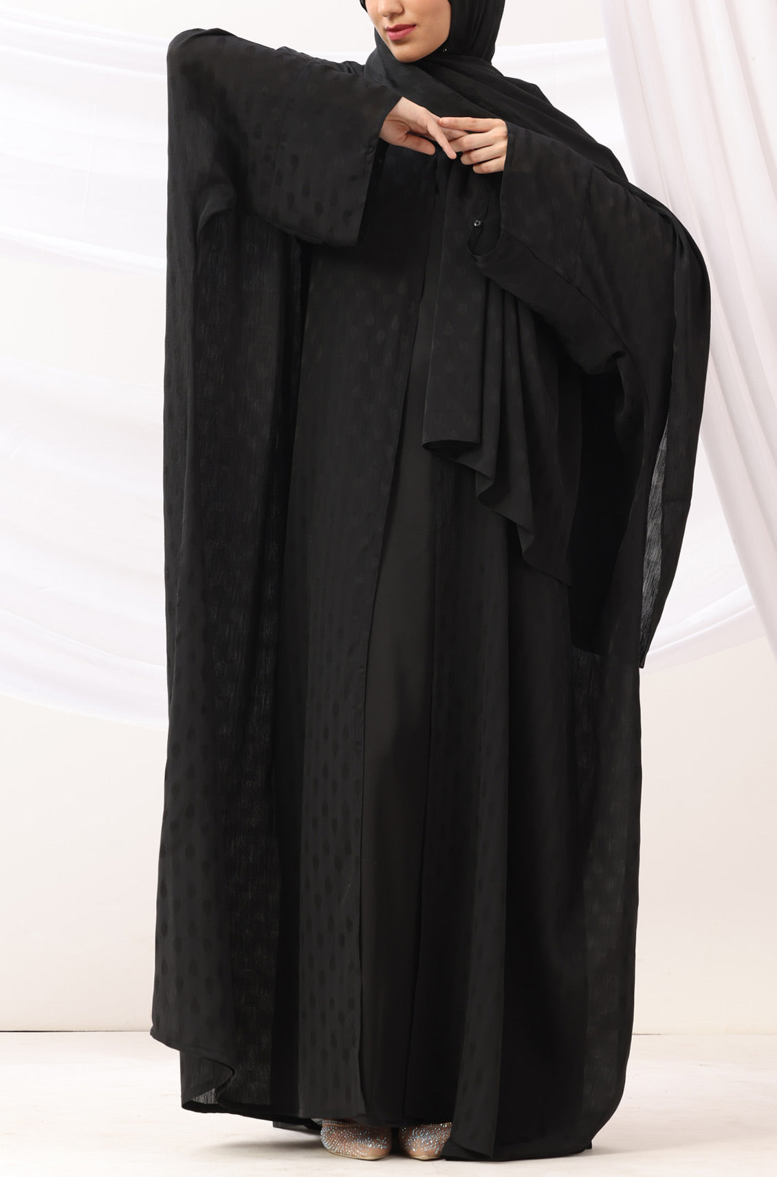 Luxe Dune Kaftan Abaya Black