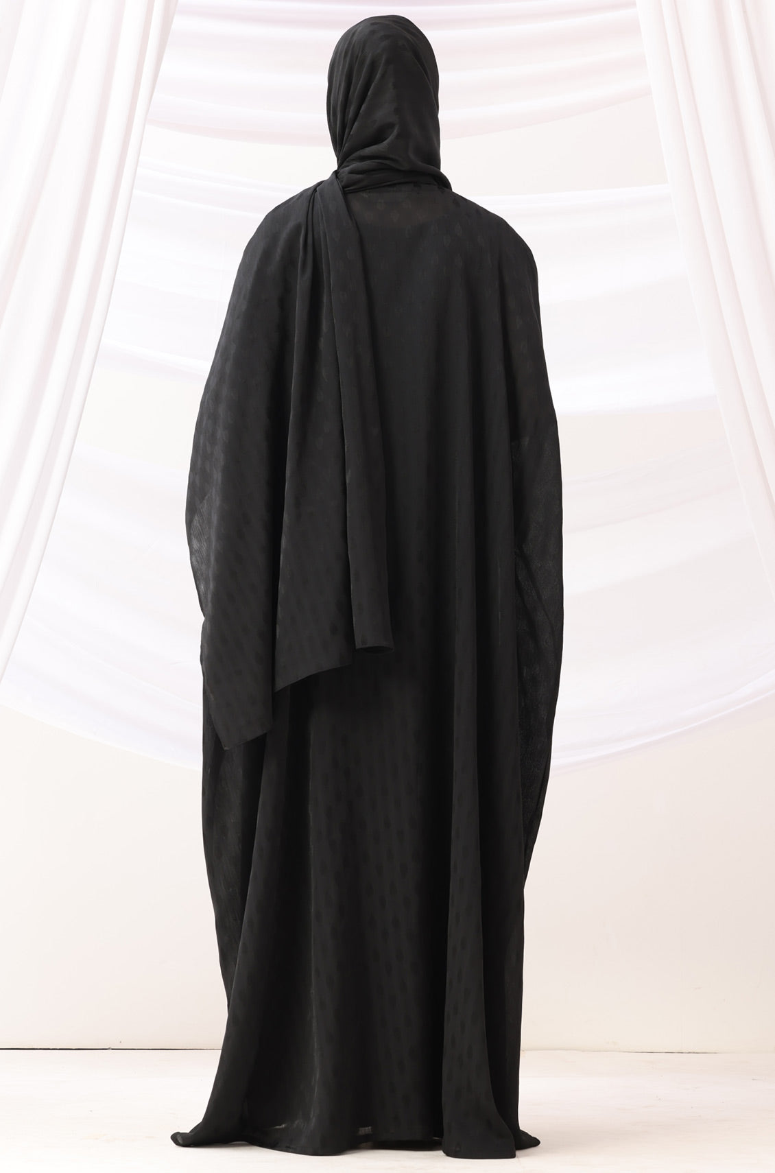 Luxe Dune Kaftan Abaya Black with Slip