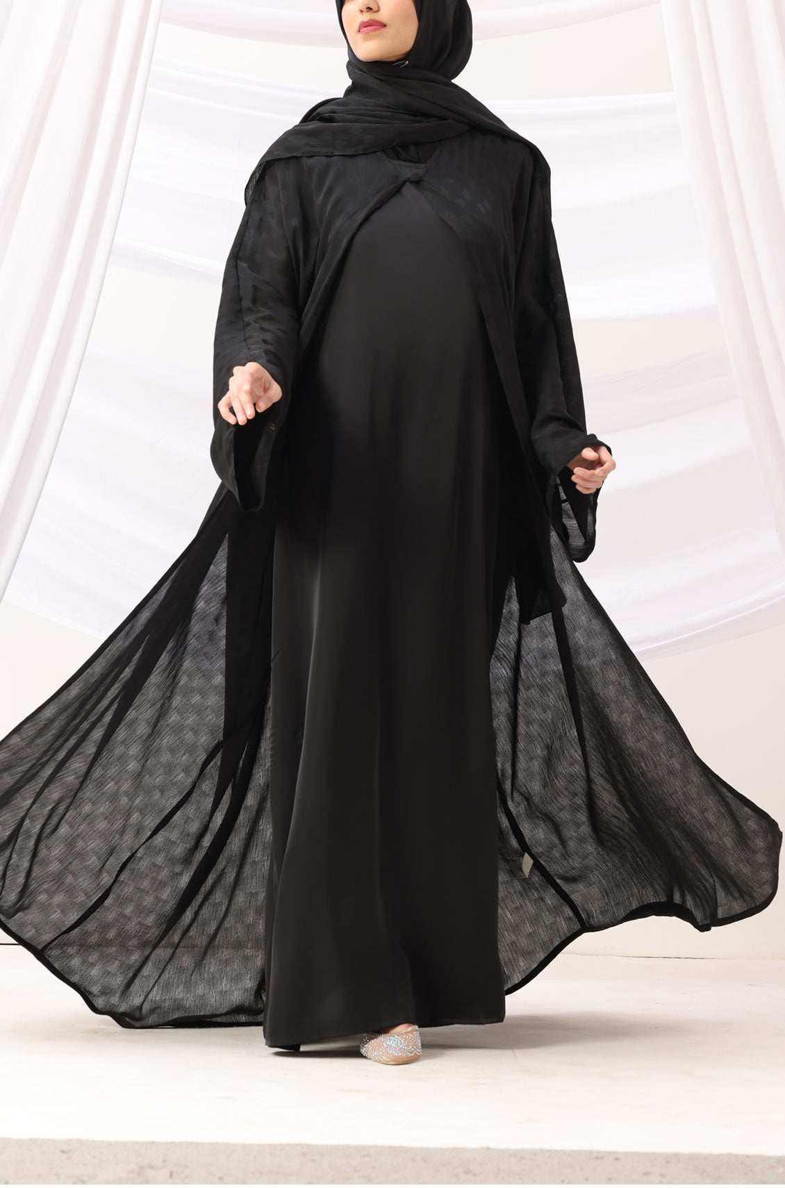 Luxe Dune Kaftan Abaya Black