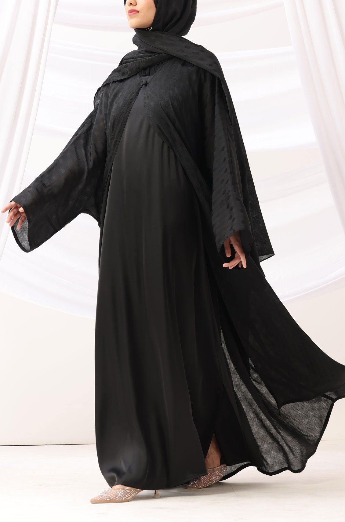 Luxe Dune Kaftan Abaya Black
