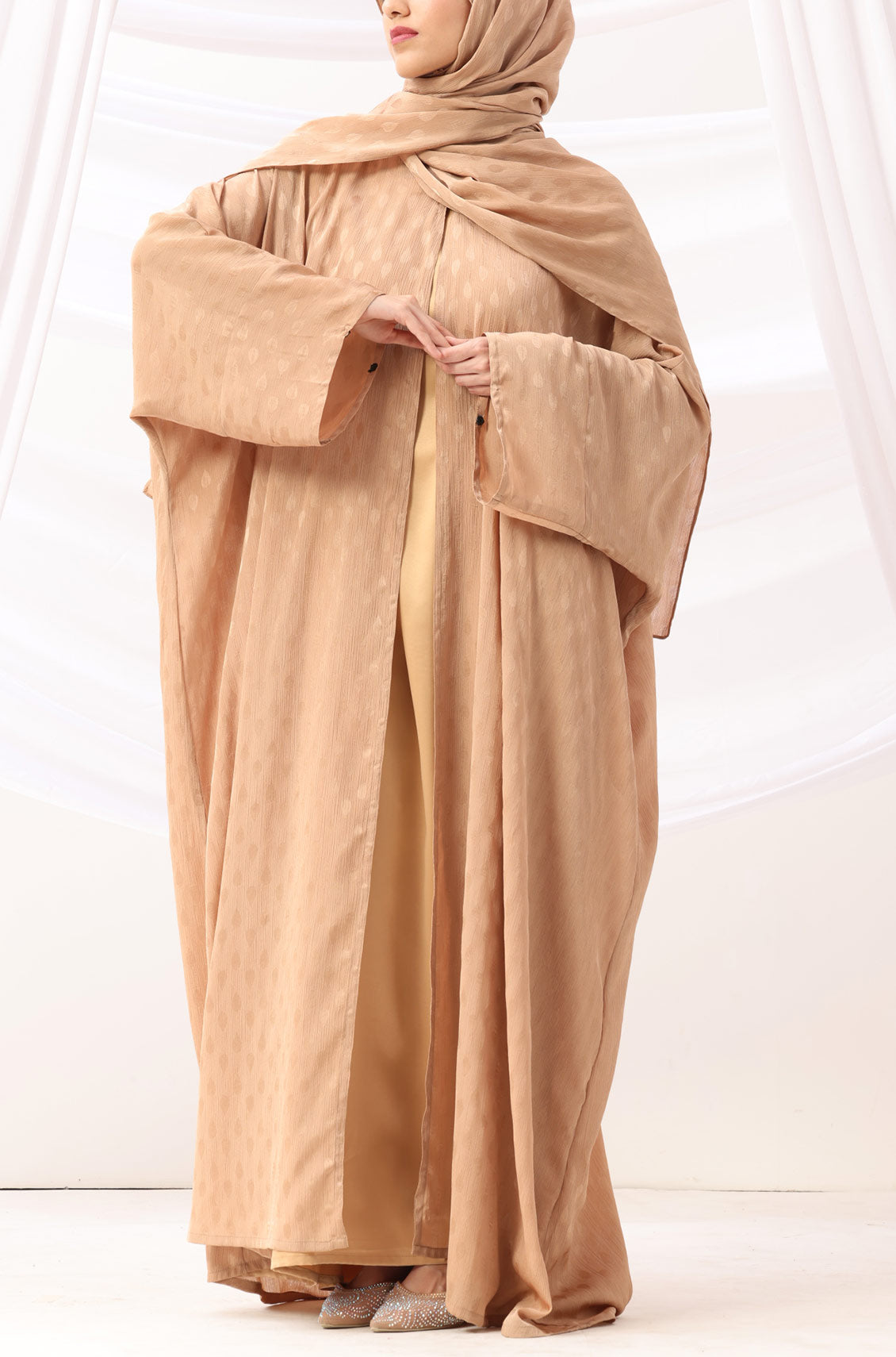 Luxe Dune Kaftan Abaya Gold with Slip