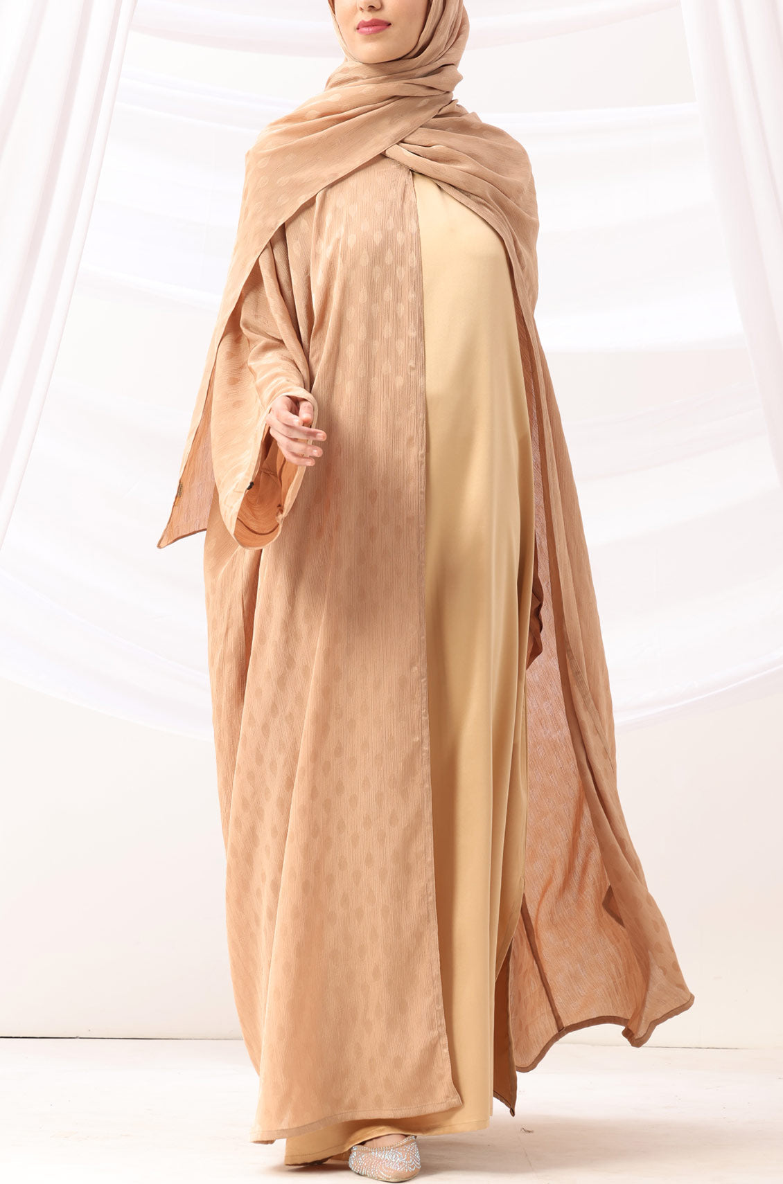 Luxe Dune Kaftan Abaya Gold with Slip