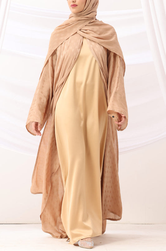 Luxe Dune Kaftan Abaya Gold with Slip