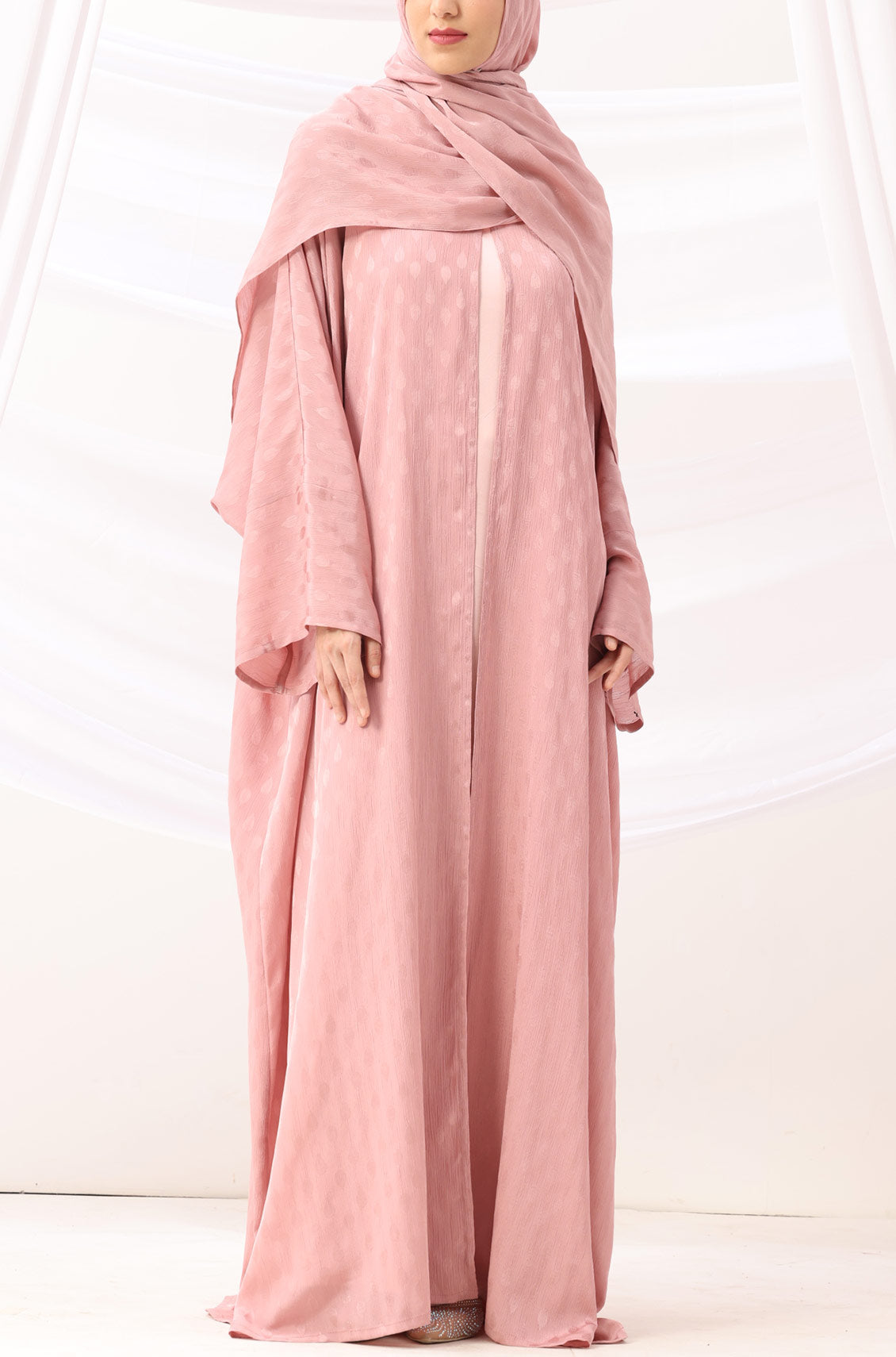 Luxe Dune Kaftan Abaya Rose Gold with Slip