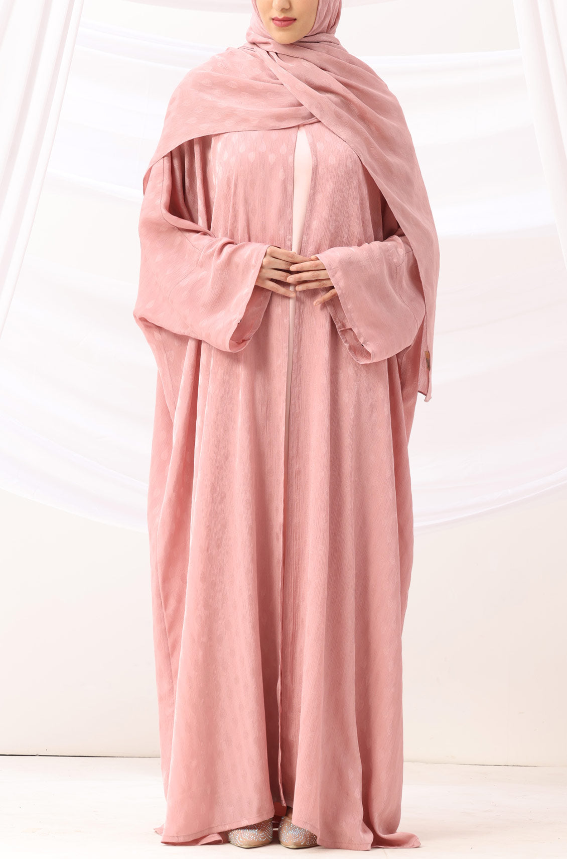 Luxe Dune Kaftan Abaya Rose Gold with Slip