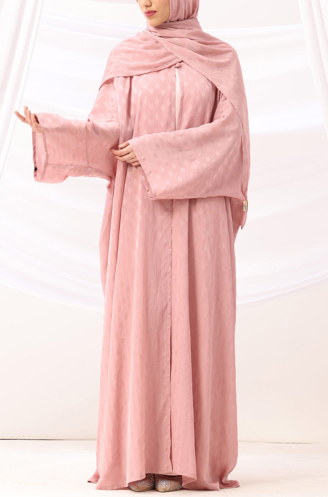 Luxe Dune Kaftan Abaya Rose Gold with Slip