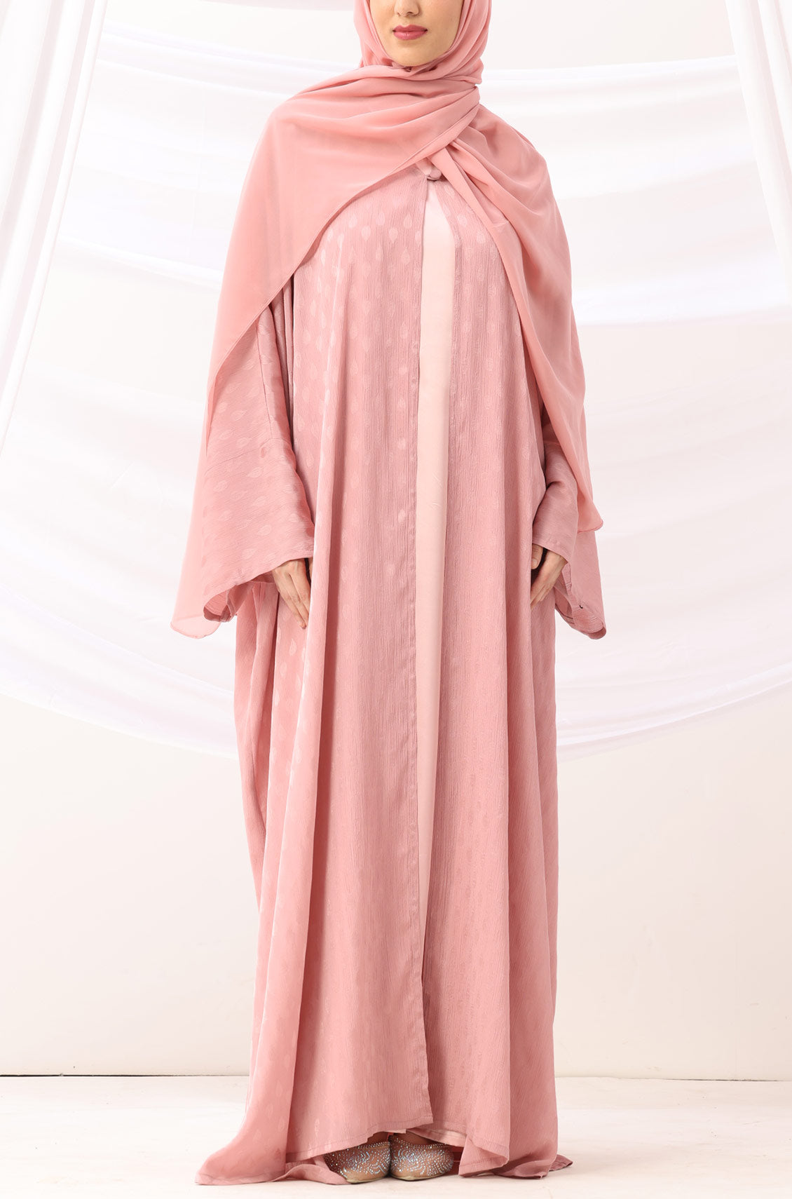 Luxe Dune Kaftan Abaya Rose Gold with Slip
