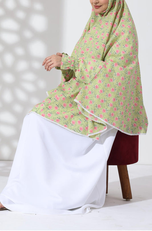 Mint Floral Cotton Namaz Makhna